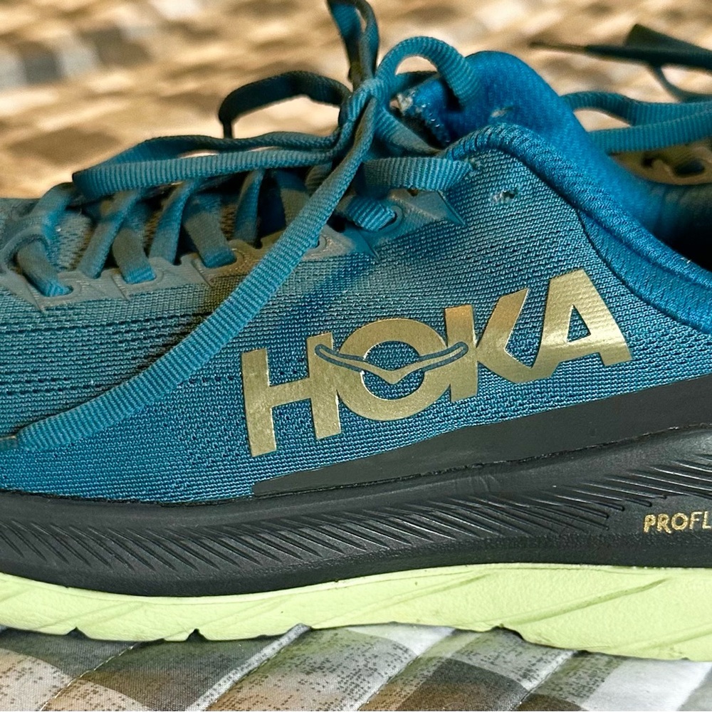 Hoka Teal and Lime Athletic Shoes - Picture 2 of 8
